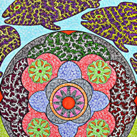 Fish Pattern Drawing by Folk Singer and Artist Martyn Wyndham Read