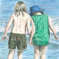 Children on Beach - Searching