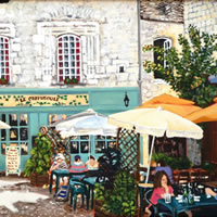 Dordogne Martell Village Square - France Art Gallery - Weybridge Surrey Artist Jane Atherfold