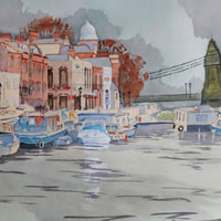 Houseboats by Hammersmith Bridge