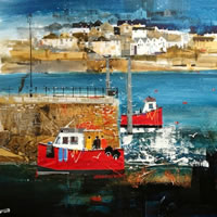 Polruan Ferry, Cornwall - Painting by Nagib Karsan