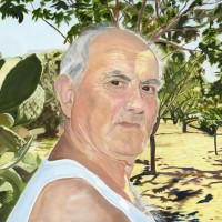 Portrait – Dad in Sicily – Sicilian Artist Teresa Scannella – Surrey Artists Portrait Gallery – White Rose Art Group Woking