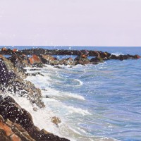 Rocks – Sicilian Sea II – Sicilian Artist Teresa Scannella – Surrey Artists Gallery – White Rose Art Group Woking