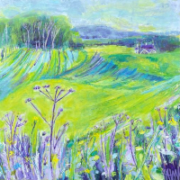 Green and Yellow Fields and Cow Parsley - Horsley and Clandon Society of Arts member Anne Winstanley Wood