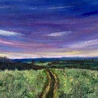 Fields and Sky - Sunset - Shere Surrey Landscape Artist Larisa Han