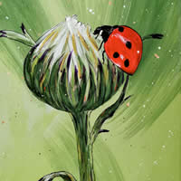 Ladybird on Artichoke – Original Acrylic and Ink on Canvas