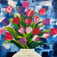 Tulips by Palette Knife Painting – Art Prints For Sale – Woking Artist Teresa Scannella – Surrey Artists Gallery
