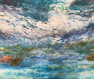 Waves Against the Shore - Acrylic on Canvas - Dorking Surrey Artist Ben Egan