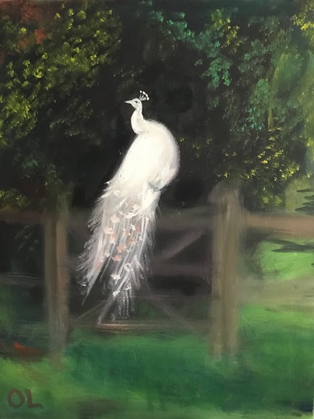 White Peacock of the Morn - Original Artwork - Surrey Artist Omay Lee